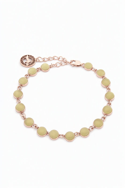 Round White Amber Silver Bracelet — DARVIN (Pre-Order)