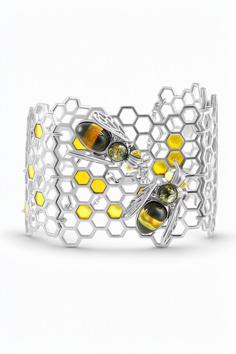 Oval Mixed Amber Silver Bracelet — DARVIN (Pre-Order)