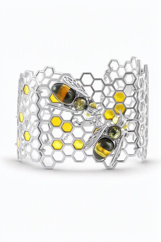 Oval Mixed Amber Silver Bracelet — DARVIN (Pre-Order)