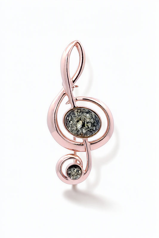 Oval Green Amber Silver Brooch — DARVIN (Pre-Order)