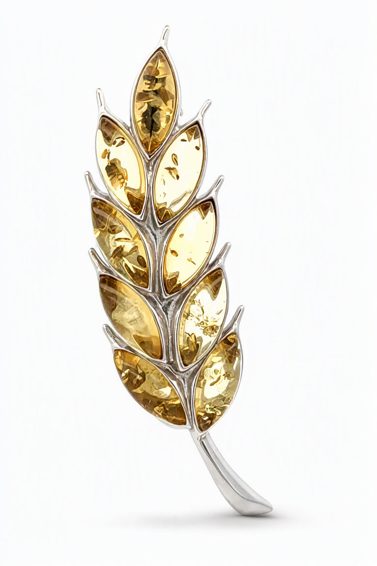 Marquise Lemon Amber Silver Brooch — DARVIN (Pre-Order)