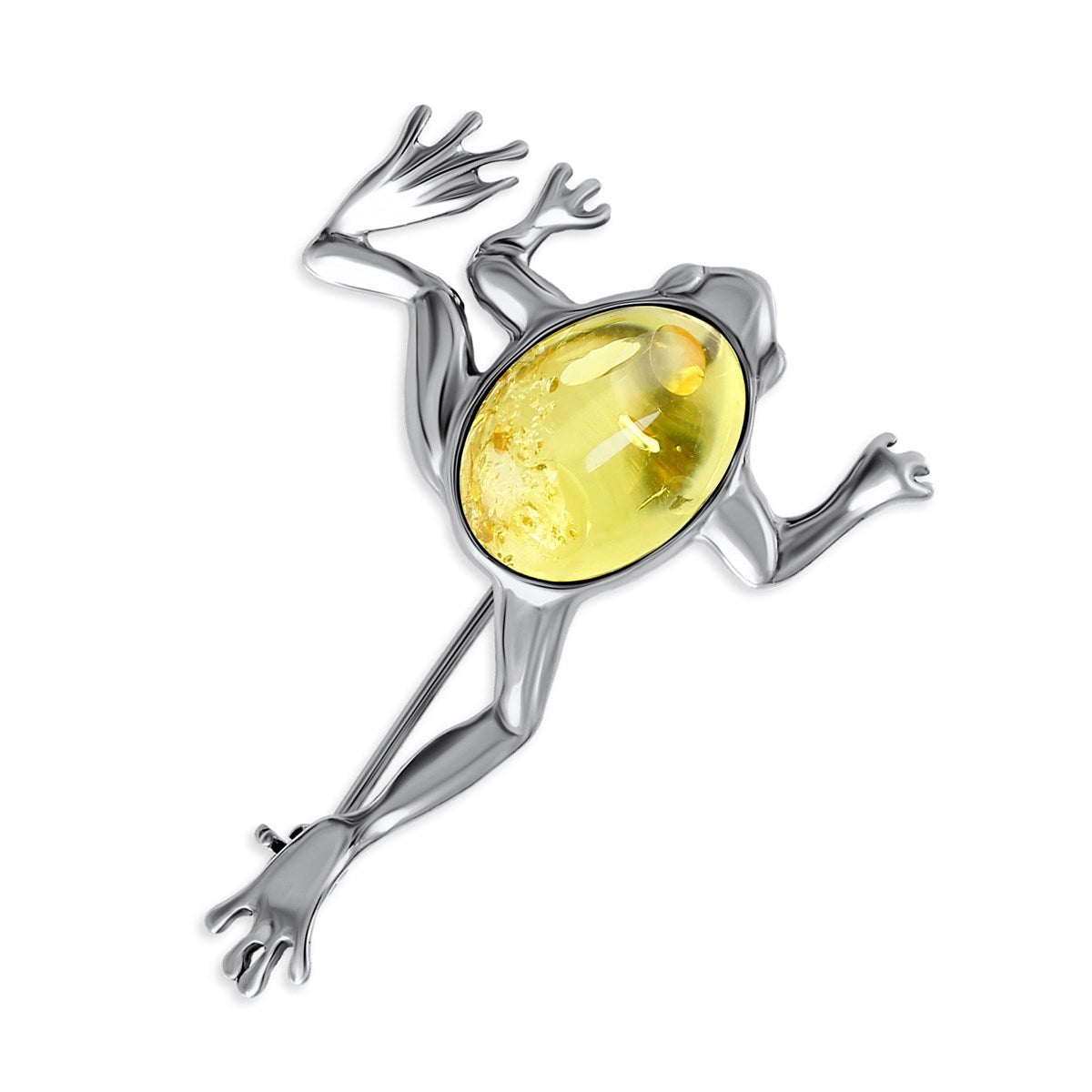 Oval Lemon Amber Silver Brooch — DARVIN (Pre-Order)