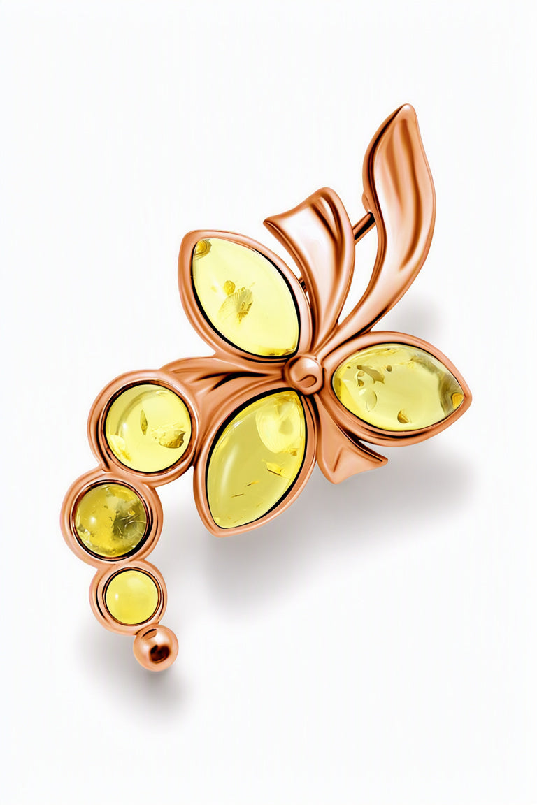 Marquise Lemon Amber Silver Brooch — DARVIN (Pre-Order)