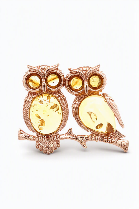 Oval Lemon Amber Silver Brooch — DARVIN (Pre-Order)