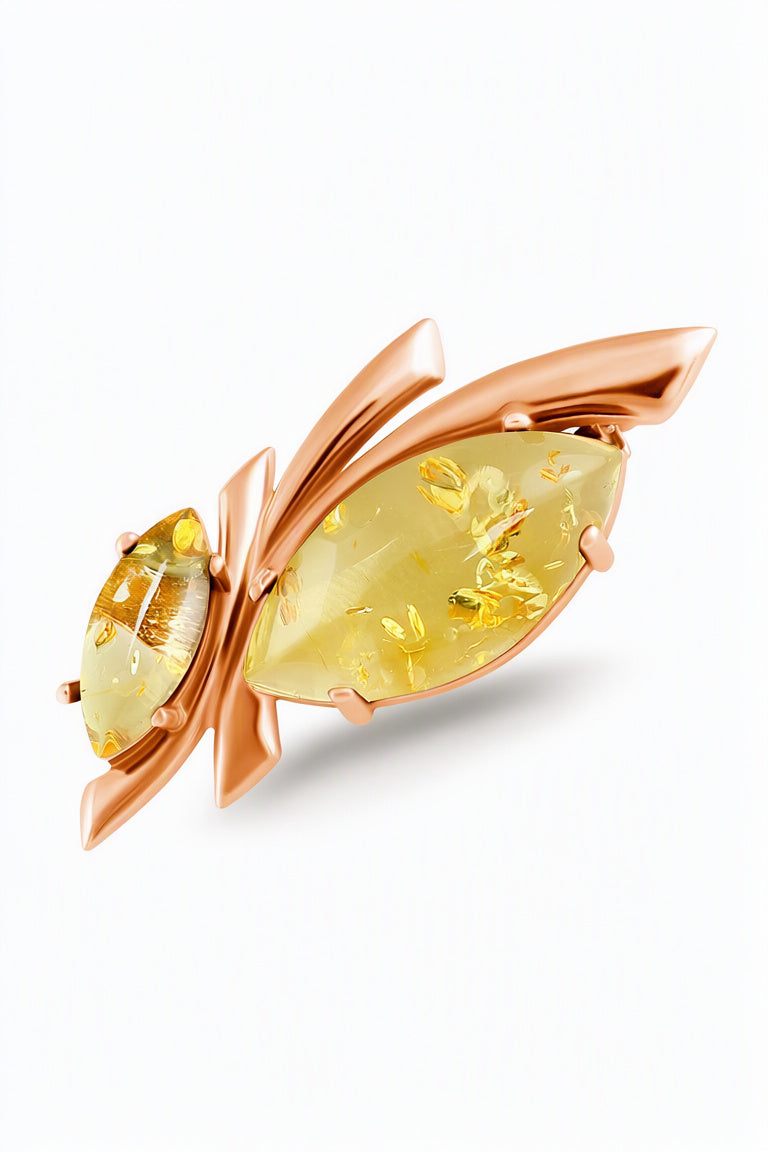 Marquise Lemon Amber Silver Brooch — DARVIN (Pre-Order)