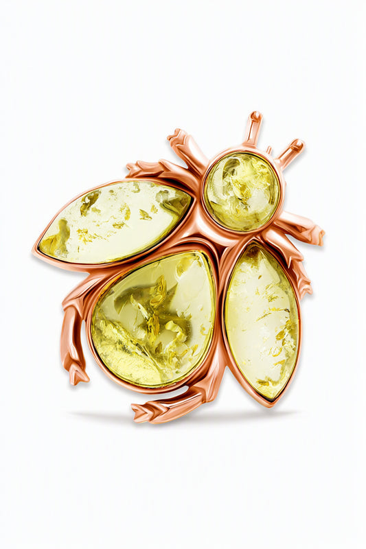 Teardrop Lemon Amber Silver Brooch — DARVIN (Pre-Order)