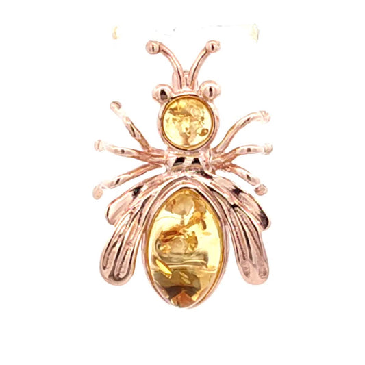 Round Lemon Amber Silver Brooch — DARVIN