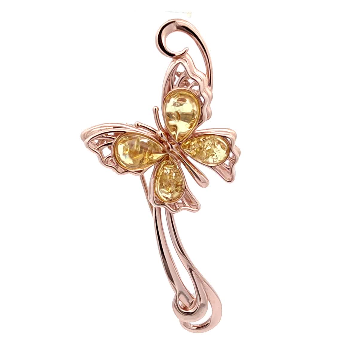 Teardrop Lemon Amber Silver Brooch — DARVIN (Pre-Order)