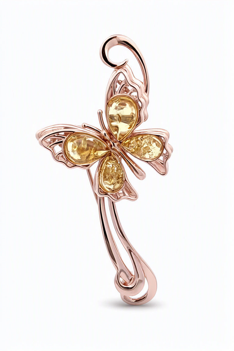 Teardrop Lemon Amber Silver Brooch — DARVIN (Pre-Order)