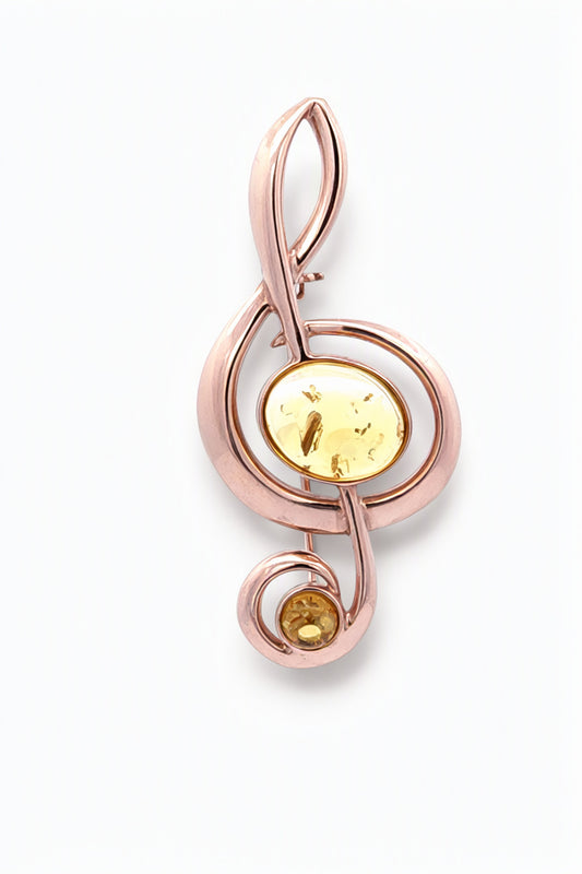 Oval Lemon Amber Silver Brooch — DARVIN (Pre-Order)