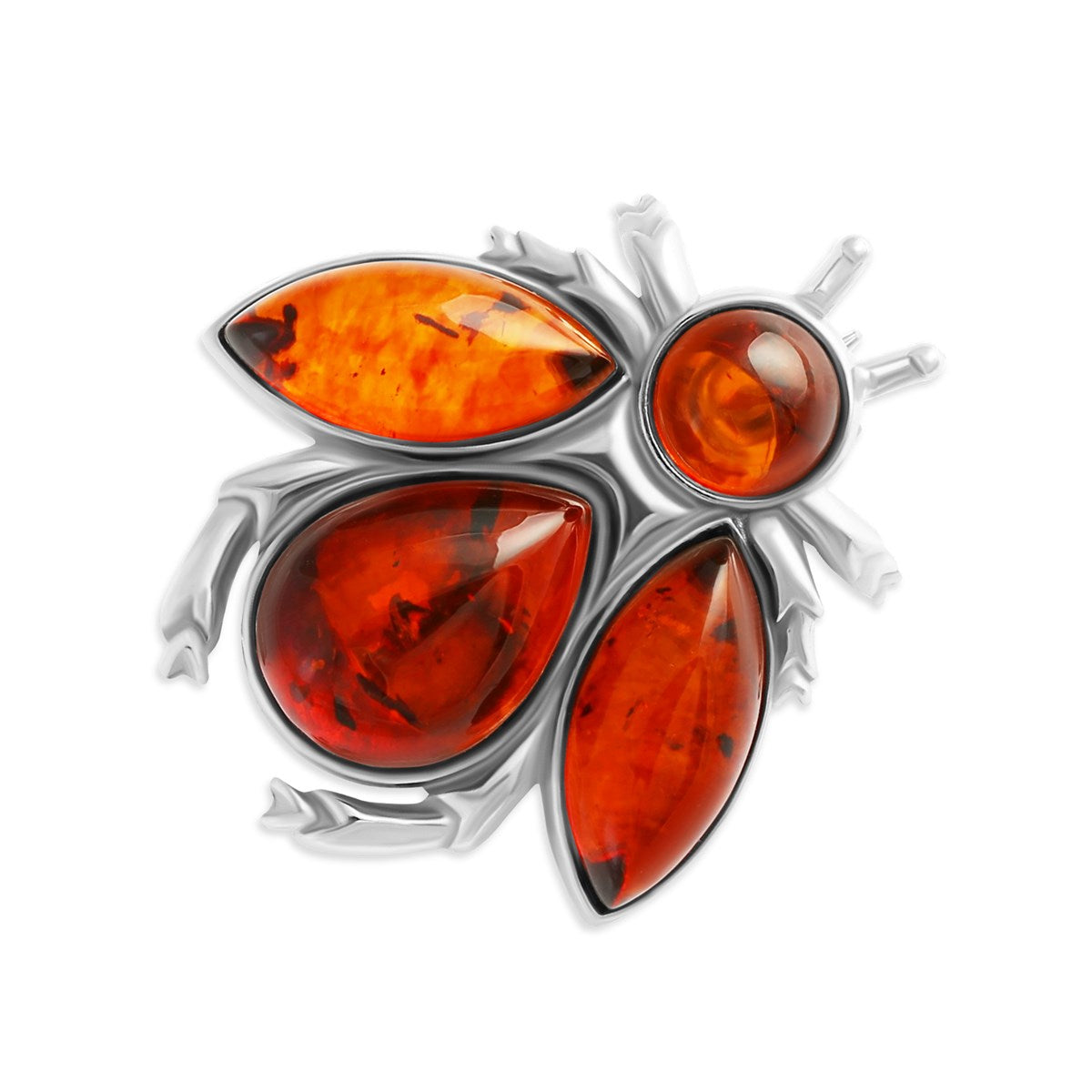 Teardrop Cognac Amber Silver Brooch — DARVIN (Pre-Order)