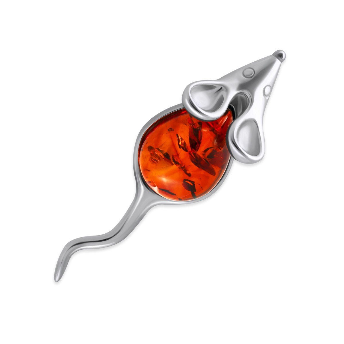 Teardrop Cognac Amber Silver Brooch — DARVIN