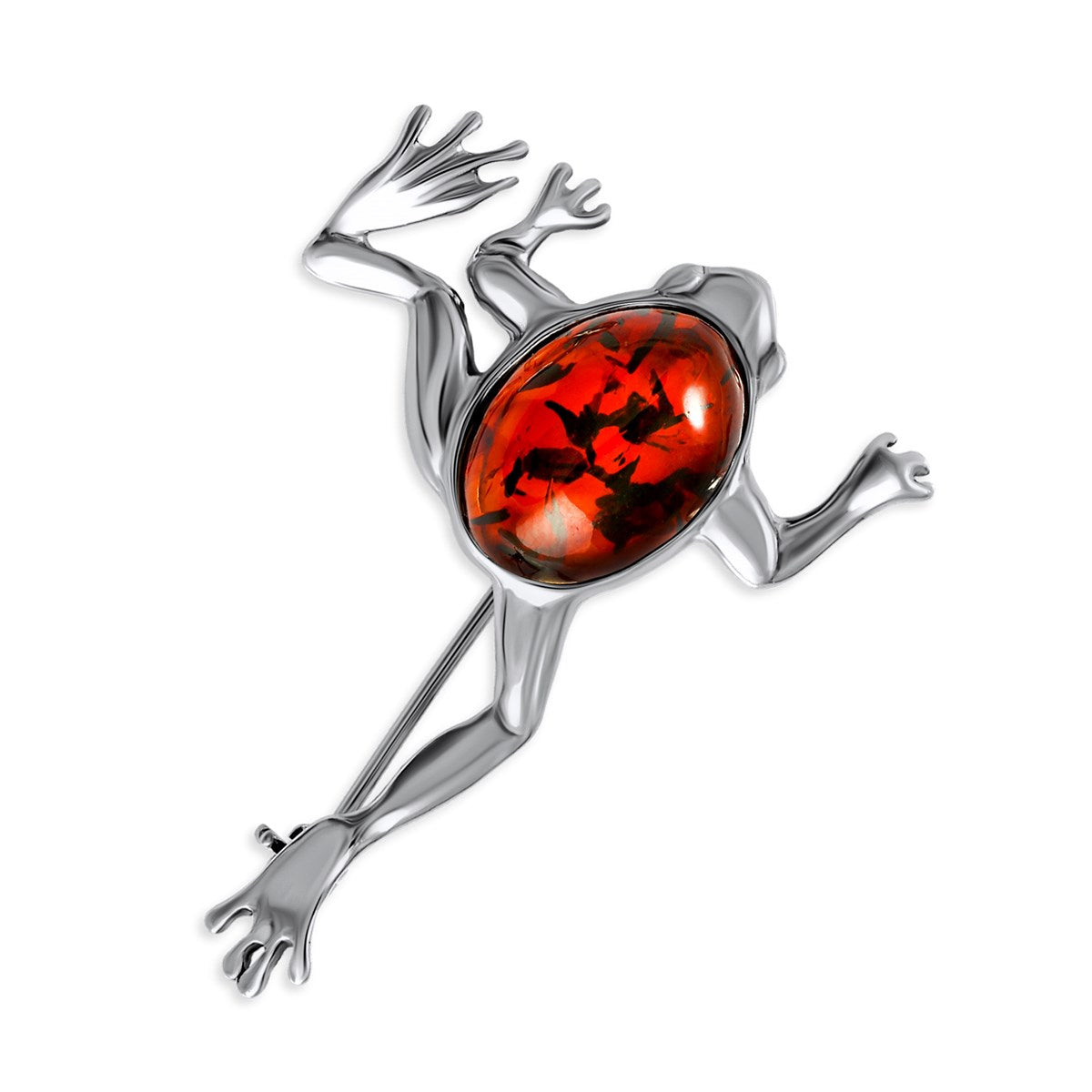 Oval Cognac Amber Silver Brooch — DARVIN (Pre-Order)