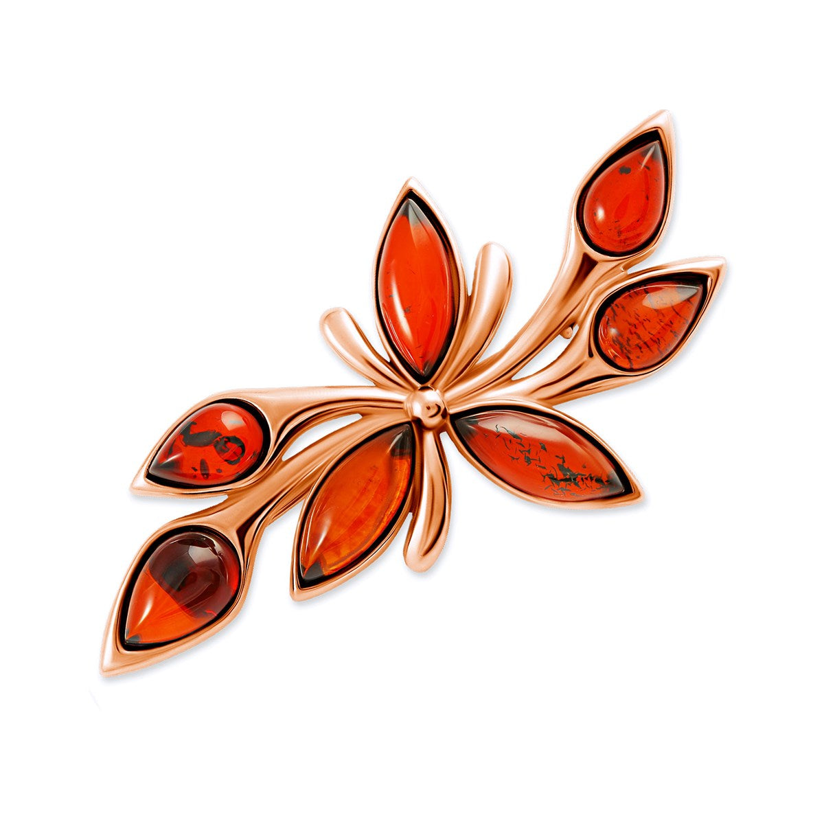 Marquise Cognac Amber Silver Brooch — DARVIN (Pre-Order)