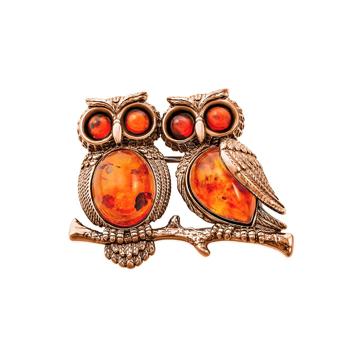 Oval Cognac Amber Silver Brooch — DARVIN (Pre-Order)