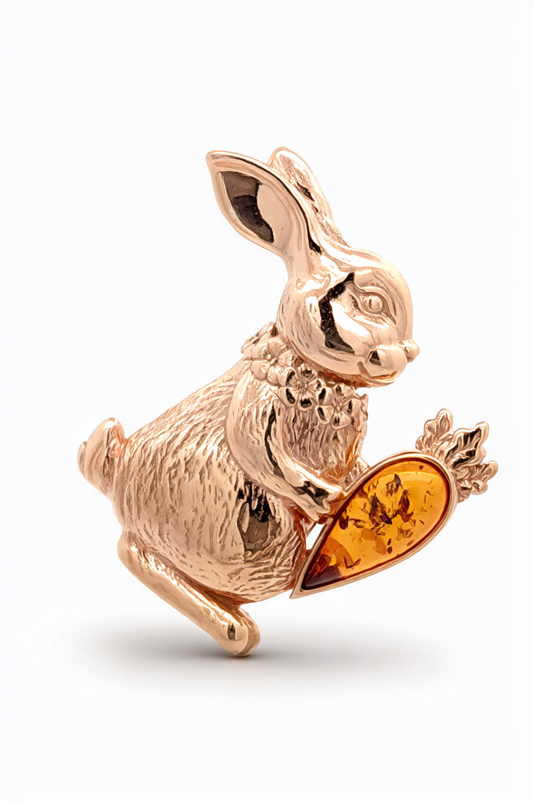 Teardrop Cognac Amber Silver Brooch — DARVIN (Pre-Order)