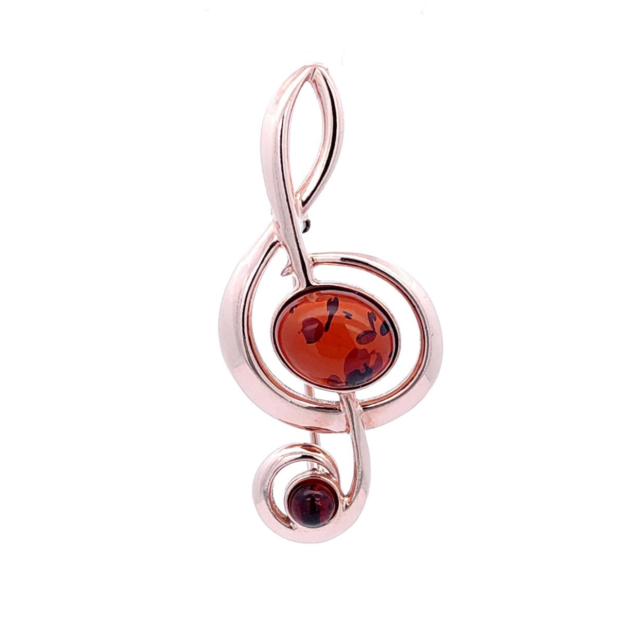 Oval Cognac Amber Silver Brooch — DARVIN (Pre-Order)