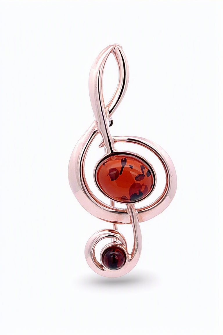 Oval Cognac Amber Silver Brooch — DARVIN (Pre-Order)