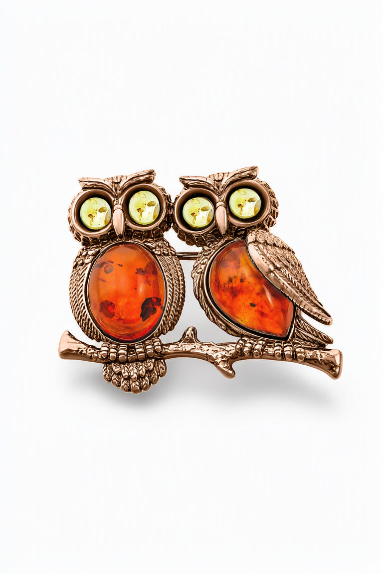 Oval Mixed Amber Silver Brooch — DARVIN (Pre-Order)
