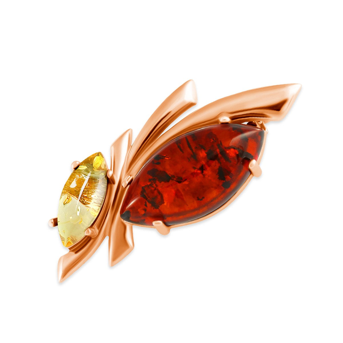 Marquise Mixed Amber Silver Brooch — DARVIN (Pre-Order)