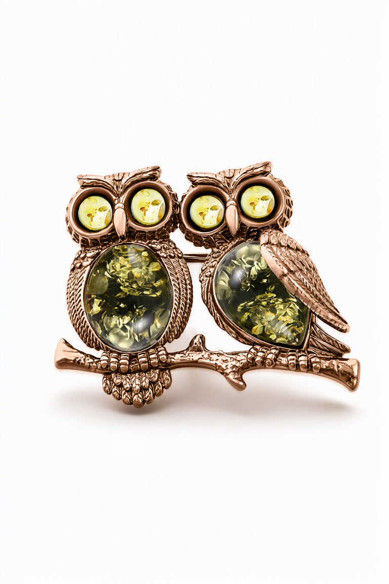 Oval Mixed Amber Silver Brooch — DARVIN (Pre-Order)