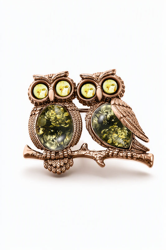 Oval Mixed Amber Silver Brooch — DARVIN (Pre-Order)