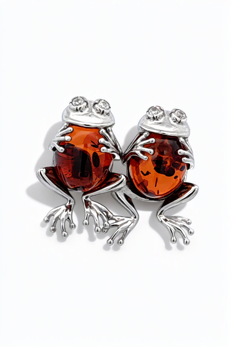 Oval Cognac, Colorless Amber Silver Brooch — DARVIN (Pre-Order)