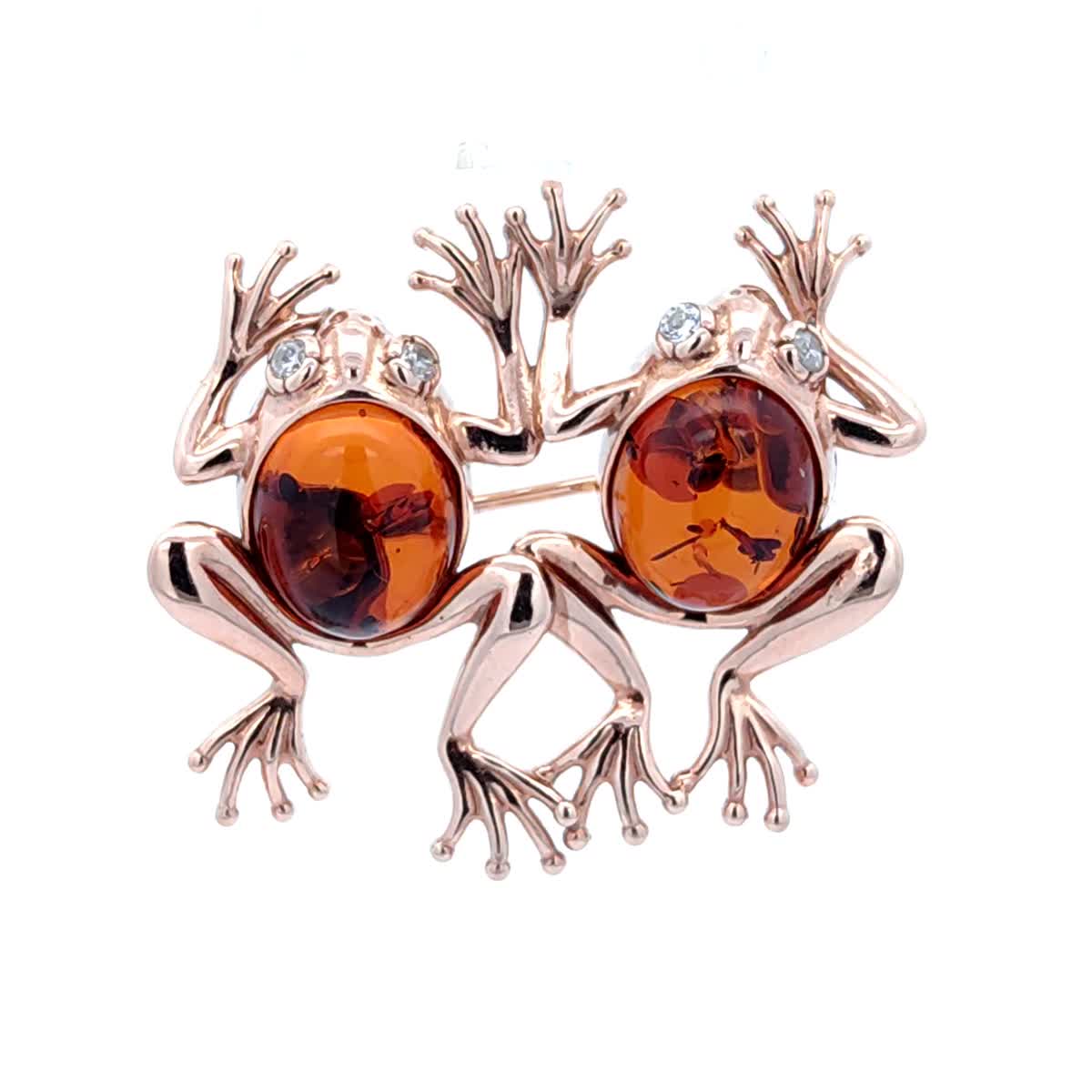 Oval Cognac, Colorless Amber Silver Brooch — DARVIN (Pre-Order)