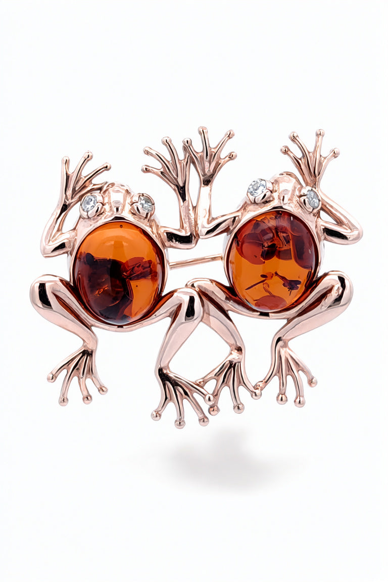 Oval Cognac, Colorless Amber Silver Brooch — DARVIN (Pre-Order)