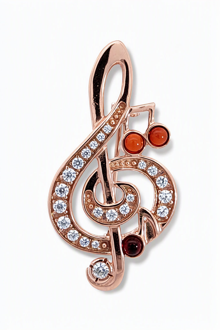 Round Cognac, Colorless Amber Silver Brooch — DARVIN (Pre-Order)