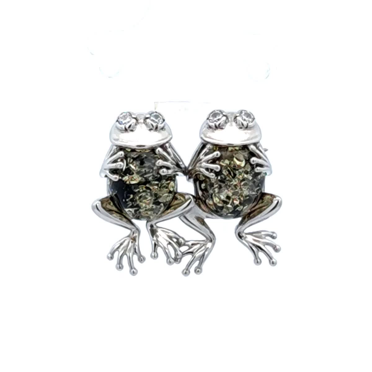 Oval Green, Colorless Amber Silver Brooch — DARVIN (Pre-Order)