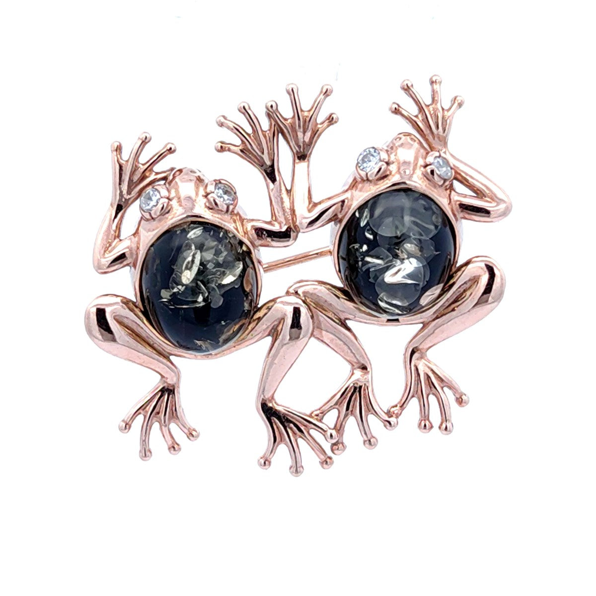 Oval Green, Colorless Amber Silver Brooch — DARVIN (Pre-Order)