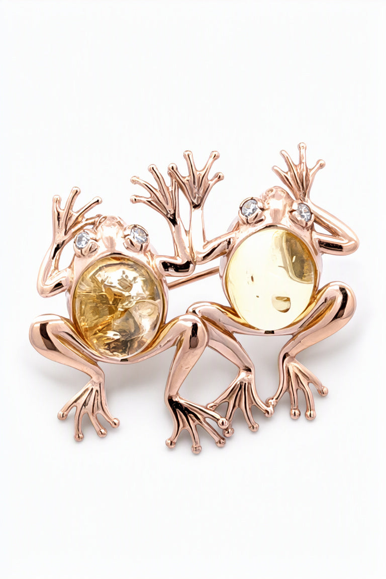 Oval Lemon, Colorless Amber Silver Brooch — DARVIN (Pre-Order)