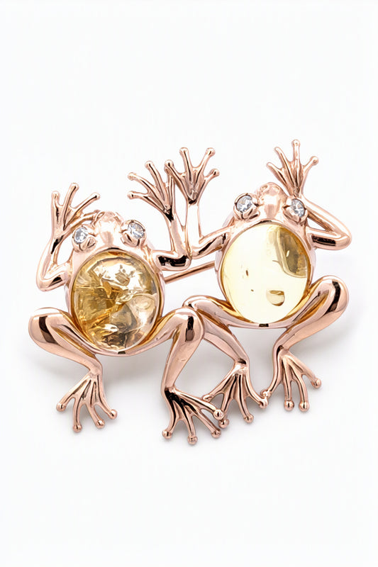 Oval Lemon, Colorless Amber Silver Brooch — DARVIN (Pre-Order)