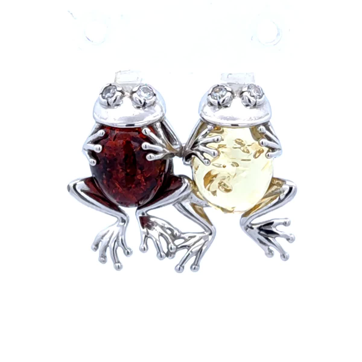 Oval Mixed Amber Silver Brooch — DARVIN (Pre-Order)