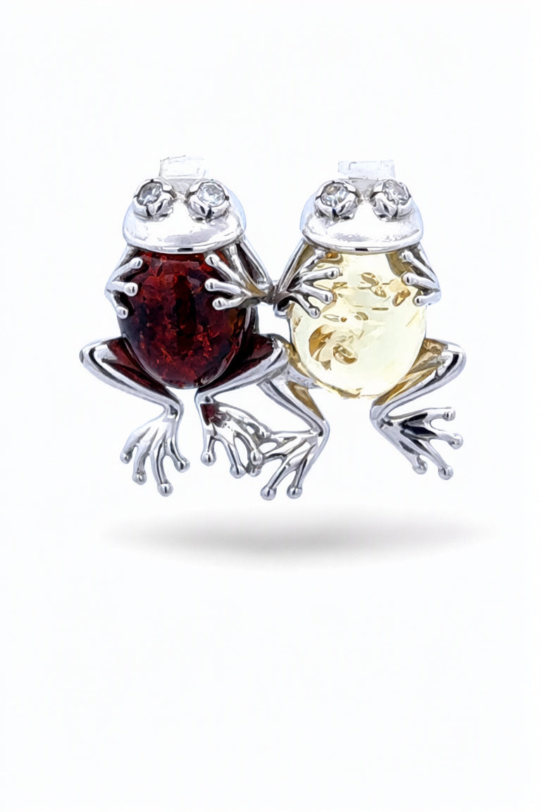 Oval Mixed Amber Silver Brooch — DARVIN (Pre-Order)