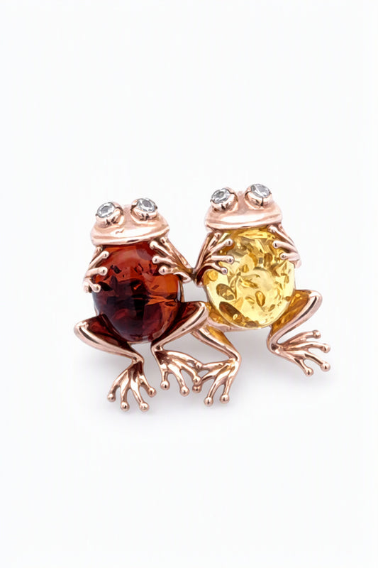 Oval Mixed Amber Silver Brooch — DARVIN (Pre-Order)