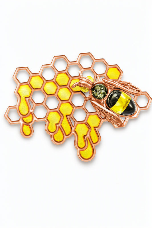 Oval Mixed Amber Silver Brooch — DARVIN (Pre-Order)