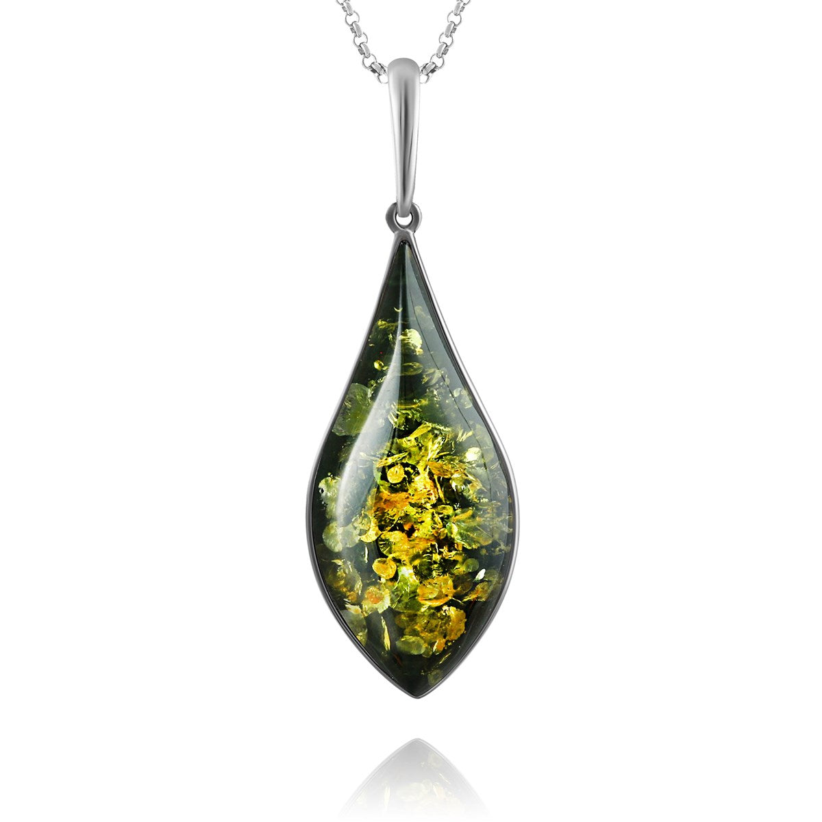 Green Amber Silver Pendant — DARVIN (Pre-Order)