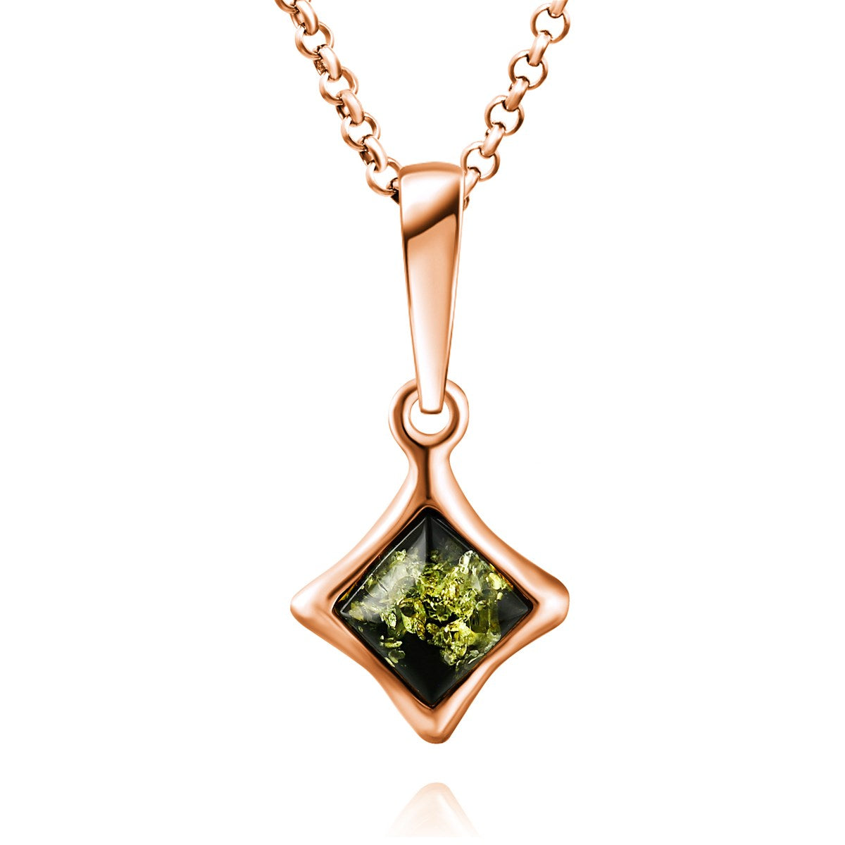 Square Green Amber Silver Pendant — DARVIN (Pre-Order)