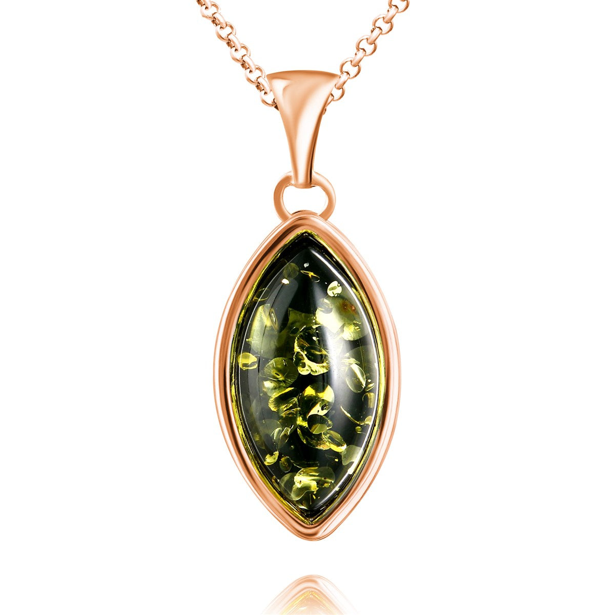 Marquise Green Amber Silver Pendant — DARVIN (Pre-Order)