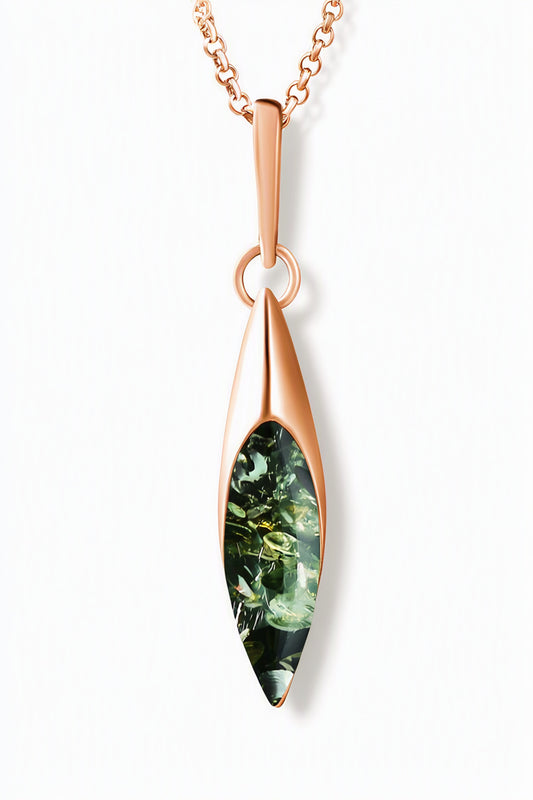 Marquise Green Amber Silver Pendant — DARVIN