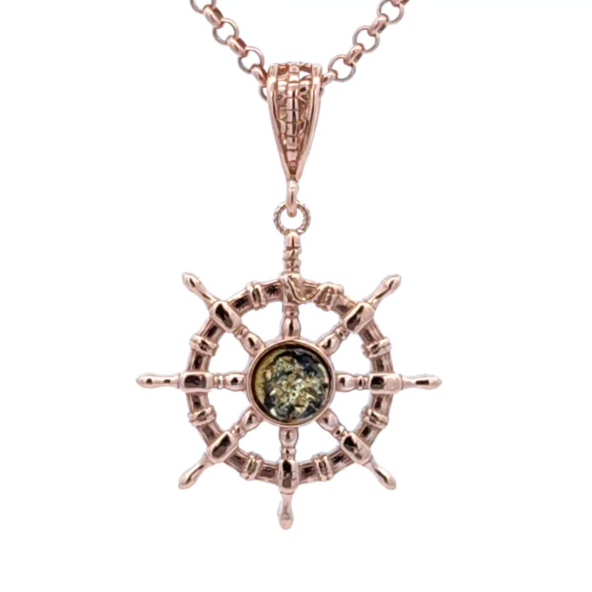 Round Green Amber Silver Pendant — DARVIN (Pre-Order)