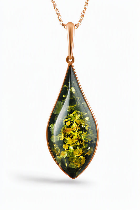 Green Amber Silver Pendant — DARVIN (Pre-Order)