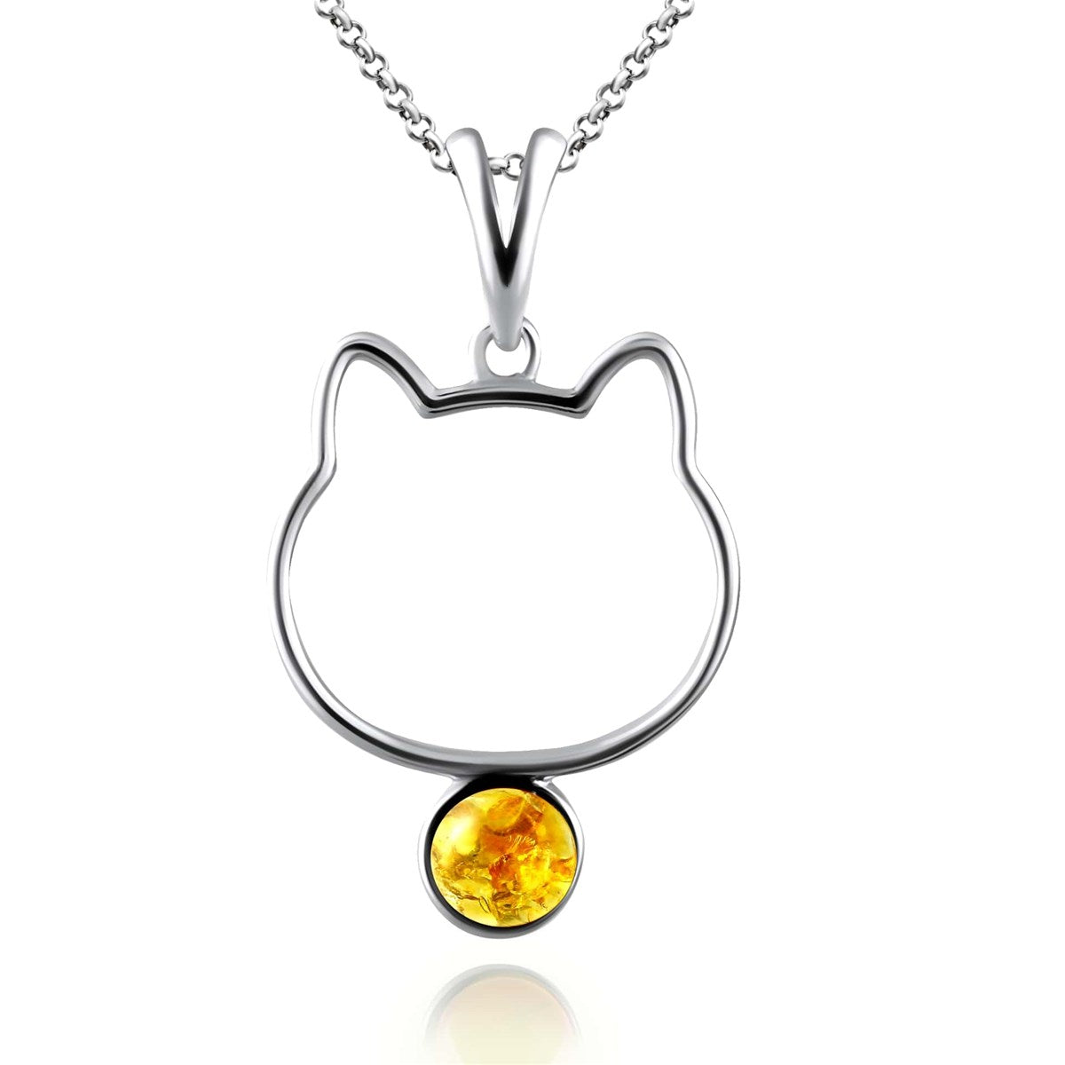 Round Lemon Amber Silver Pendant — DARVIN (Pre-Order)