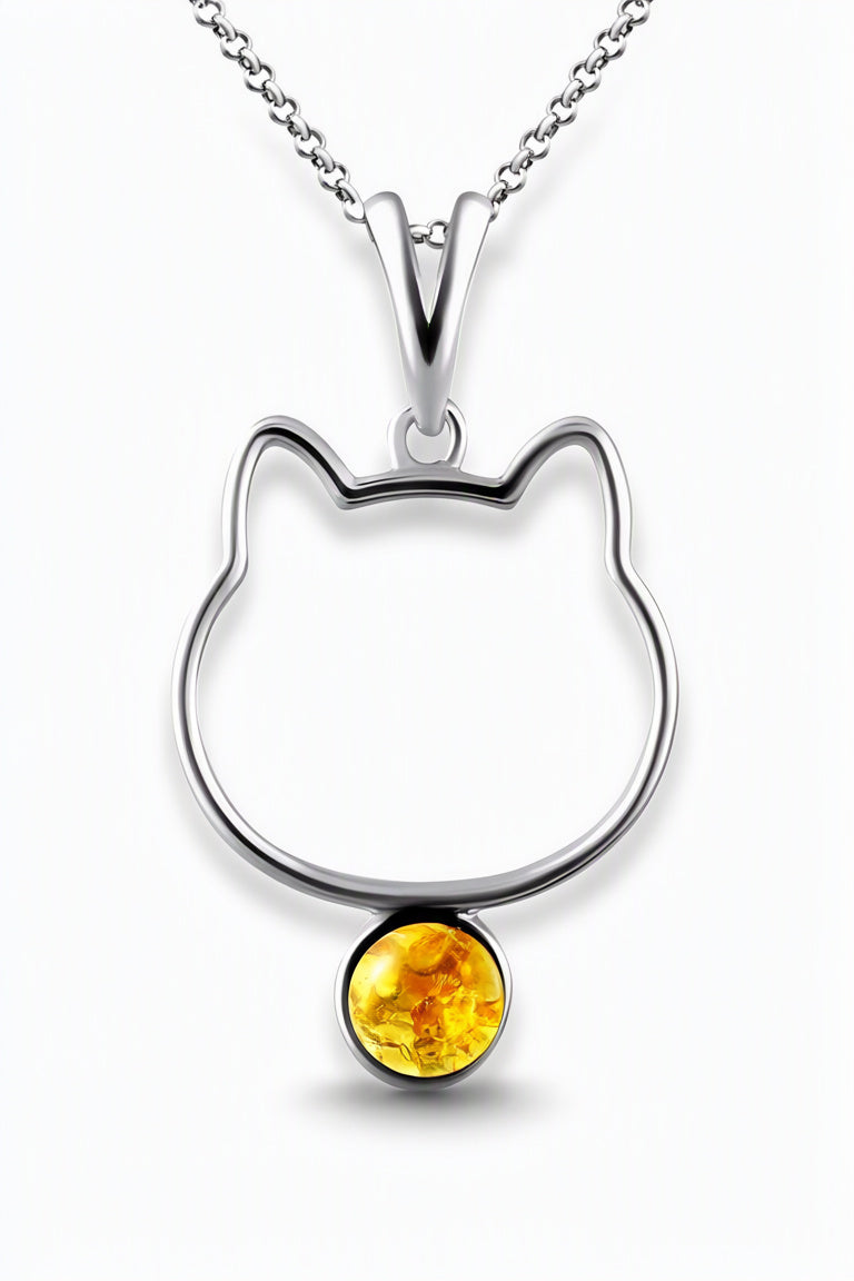 Round Lemon Amber Silver Pendant — DARVIN (Pre-Order)