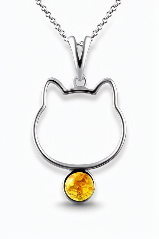 Round Lemon Amber Silver Pendant — DARVIN (Pre-Order)