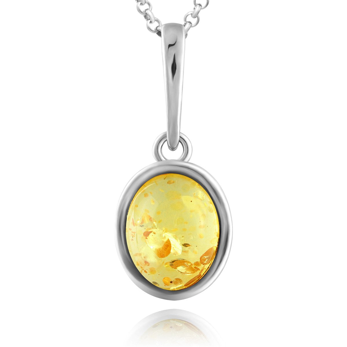 Oval Lemon Amber Silver Pendant — DARVIN (Pre-Order)