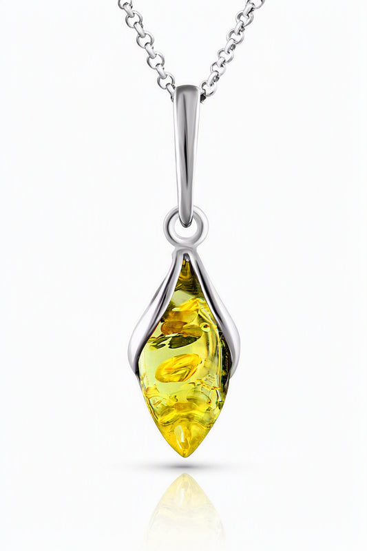 Marquise Lemon Amber Silver Pendant — DARVIN (Pre-Order)