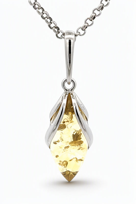 Marquise Lemon Amber Silver Pendant — DARVIN (Pre-Order)